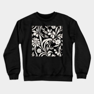 Black and White Vintage Floral Cottagecore Gothic Romantic Flower Peony Rose Leaf Design Crewneck Sweatshirt